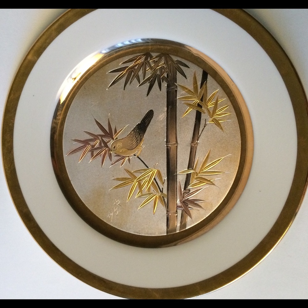 Signed Chokin art plate by Keito of Japan